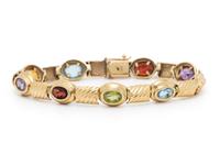 YELLOW GOLD AND MULTIGEM BRACELET