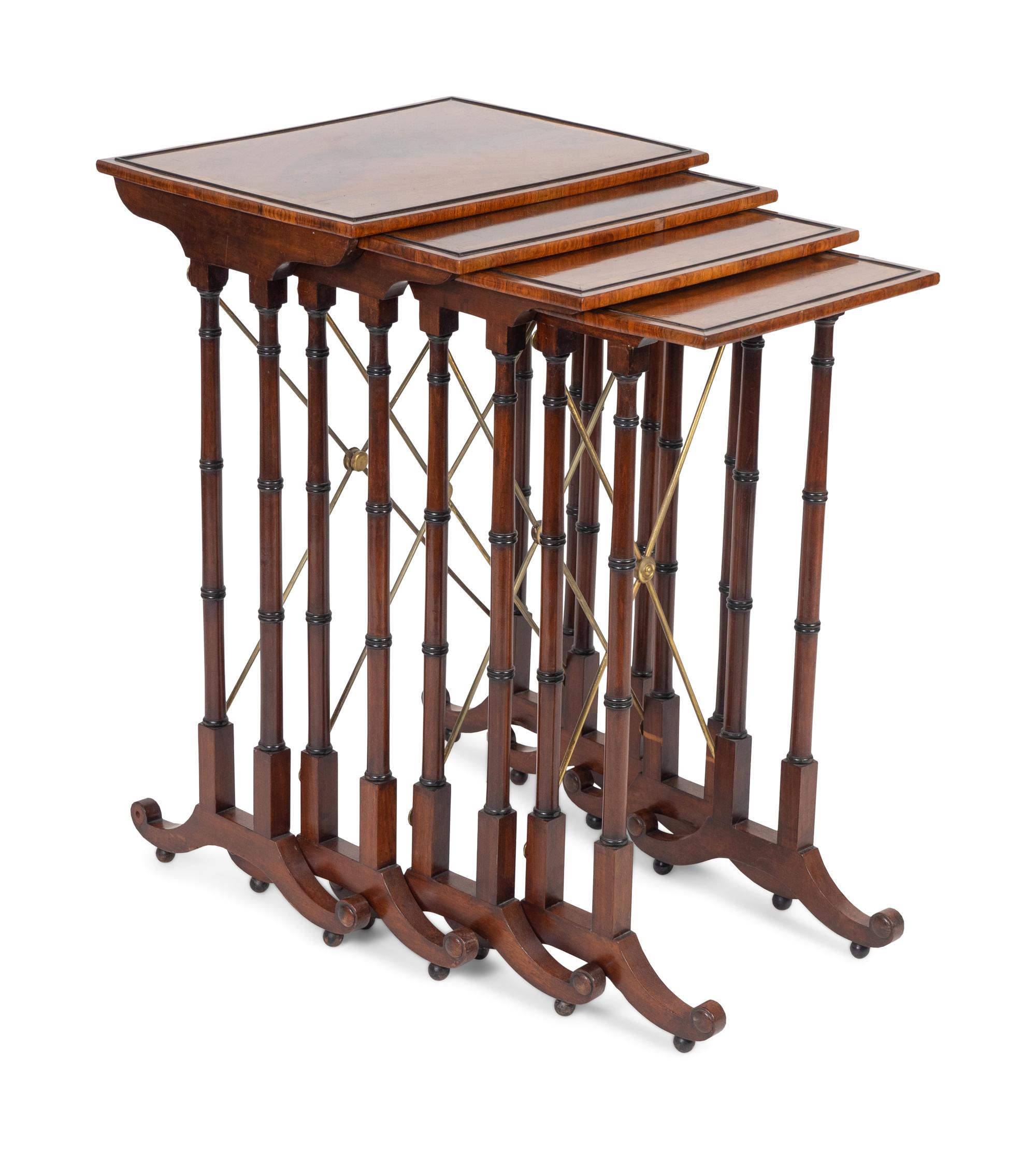 A Regency Cross-banded Rosewood Nest of Four Tables — 19TH CENTURY
