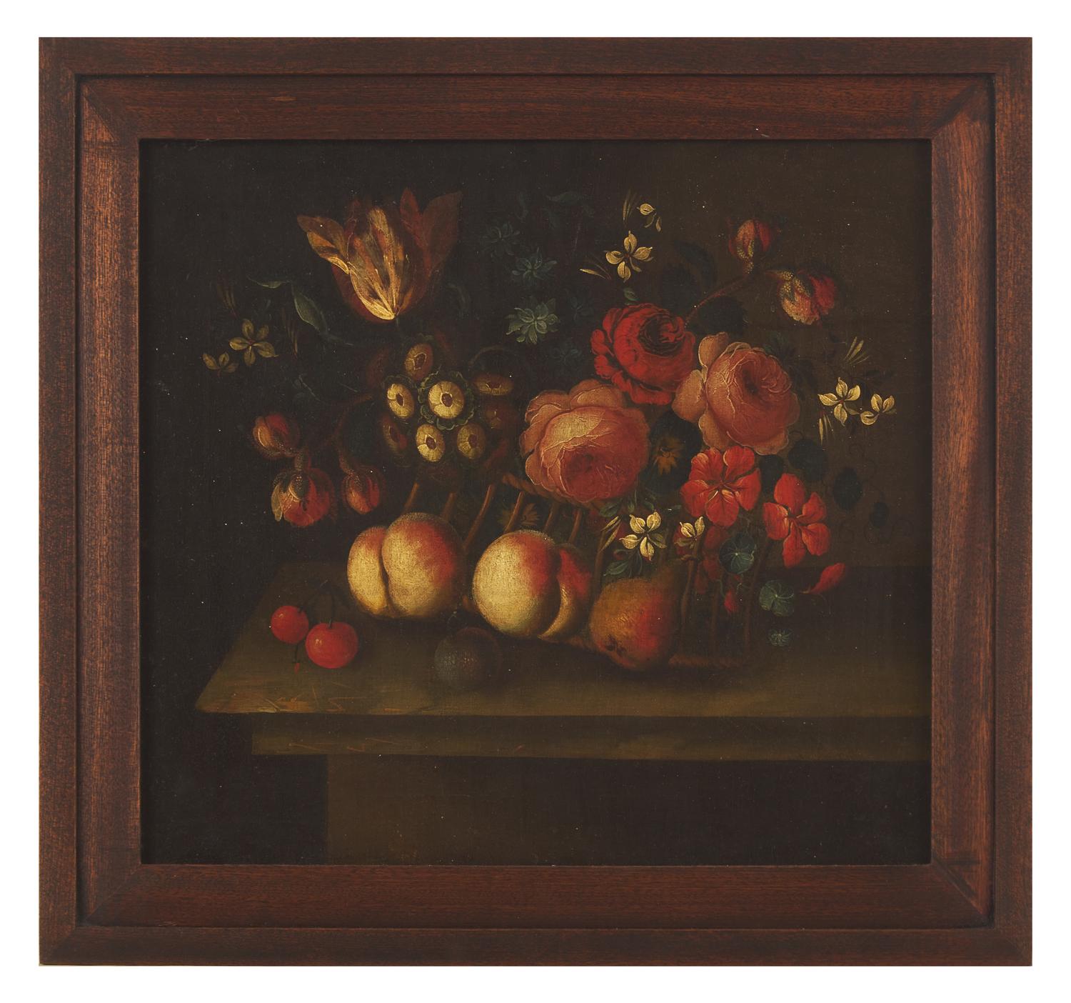 Mixed Fruits and Flowers (a pair of paintings)