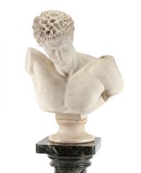An Italian Marble Bust Height of bust 31 1/2 inches; height of pedestal 37 inches. — AFTER THE ANTIQUE