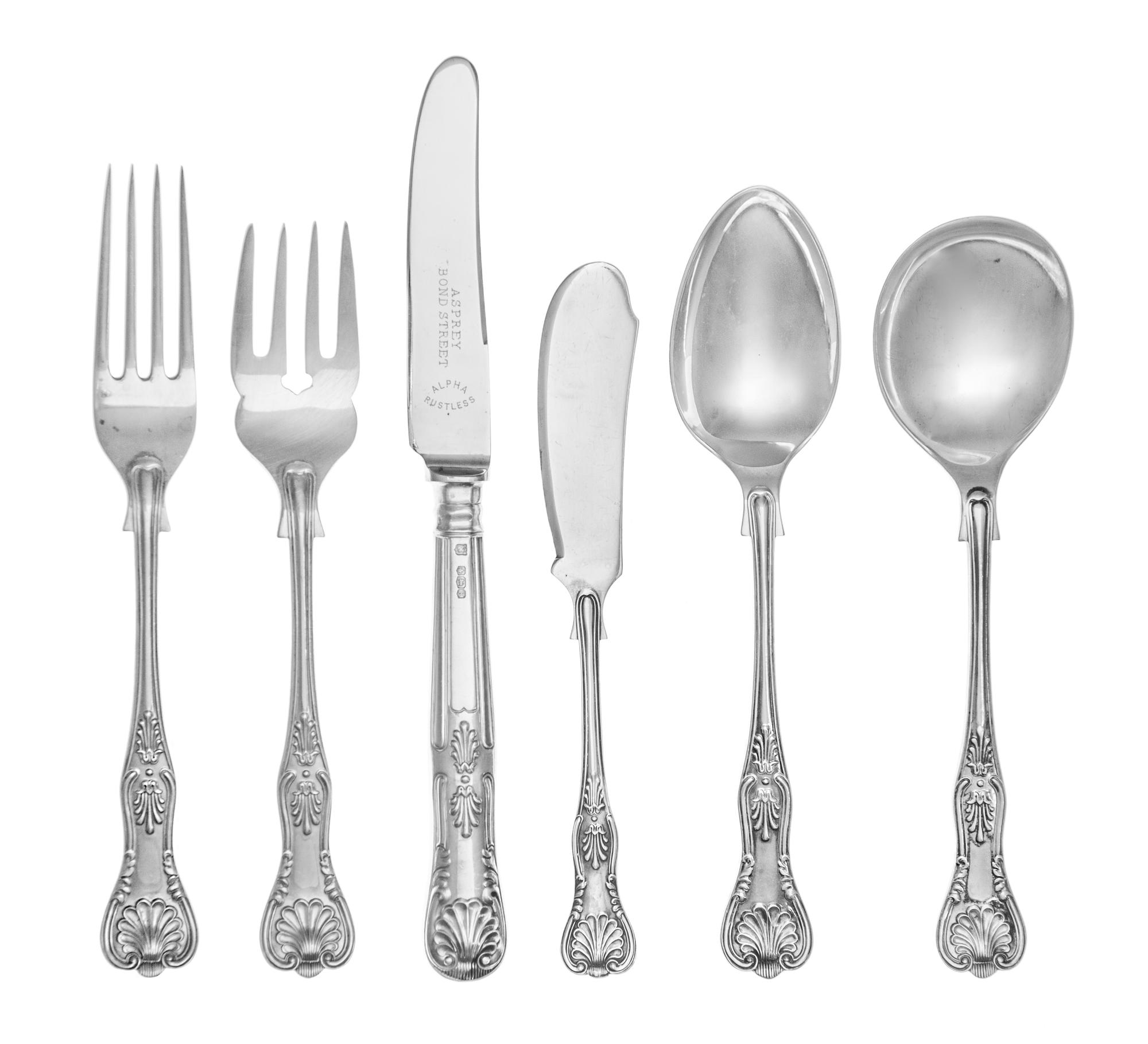 An English Silver Flatware Service, Cooper Brothers & Sons, Sheffield, 1945-1952, Kings pattern, comprising: 8 dinner knives 8 dinner f