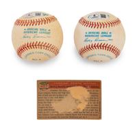A Mickey Mantle and Yogi Berra Signed Autograph Baseball Collection with 1957 Topps Baseball Card (Beckett Authentication Services)