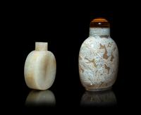 A Chinese White Jade Snuff Bottle and An Agate Stone Snuff Bottle