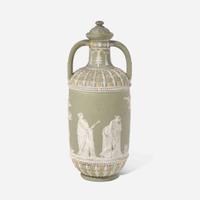 A Wedgwood jasper dip tricolor diceware covered vase 19th century