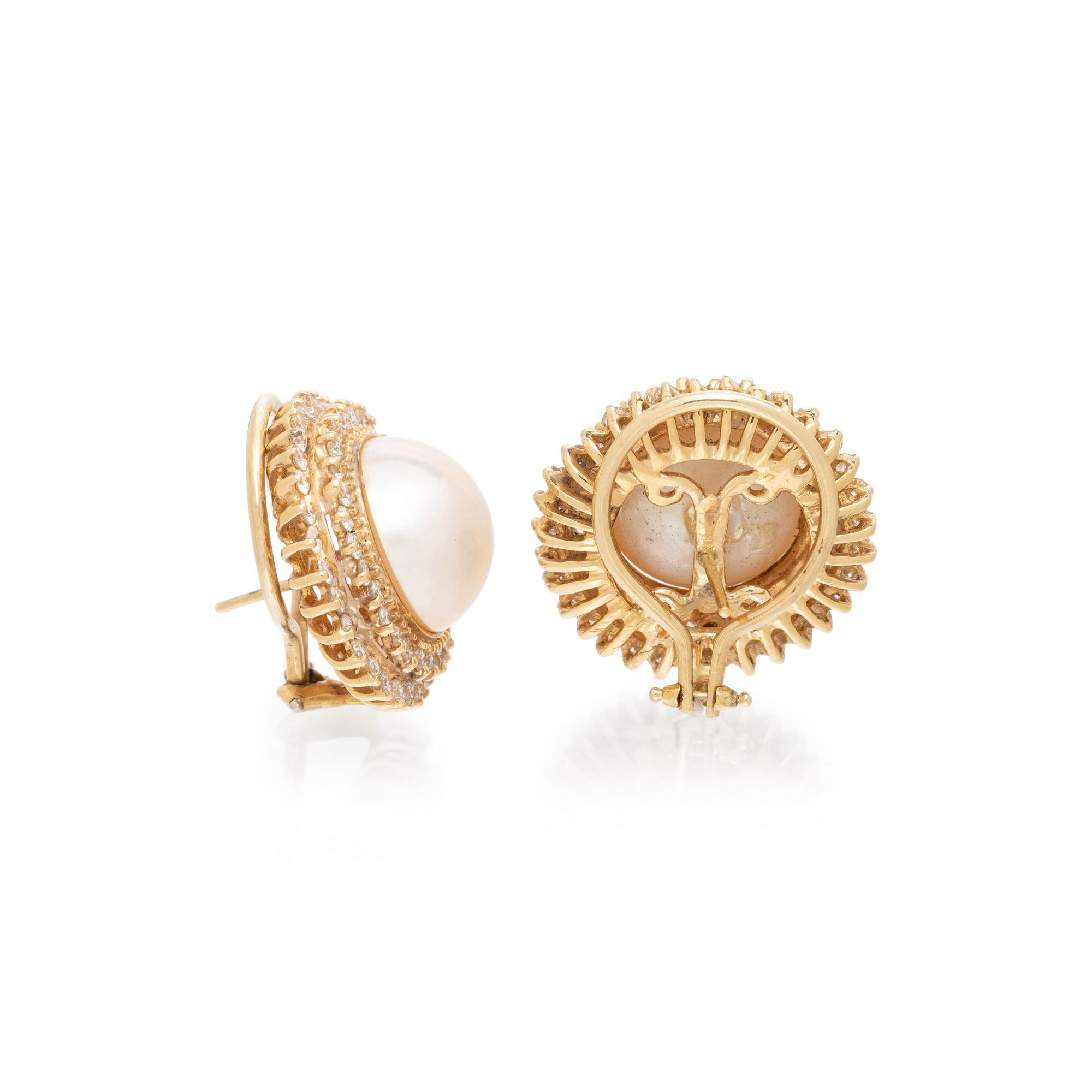 MABÉ PEARL AND DIAMOND EARRINGS
