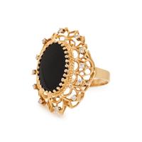 YELLOW GOLD, ONYX AND DIAMOND RING