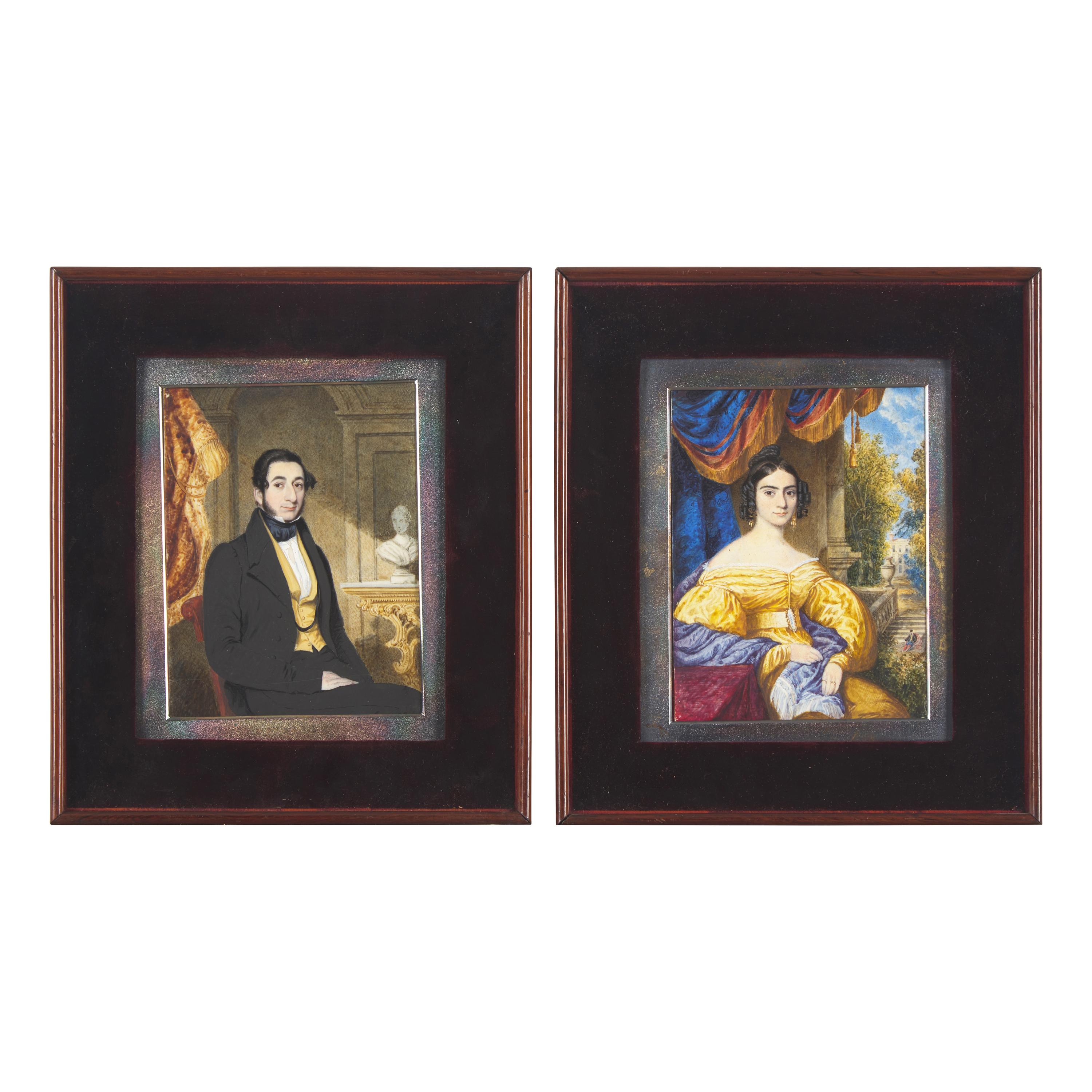 Attributed to James Meadows (English, 1798-1864), A Pair of Portrait Miniatures: Mr. and Mrs. Scavaffer
