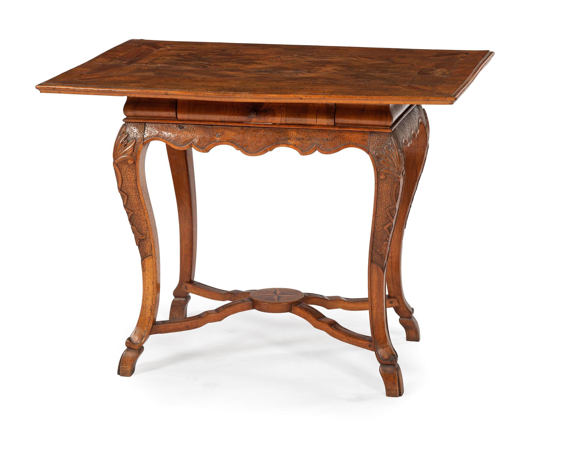 A Continental Carved Parquetry Center Table