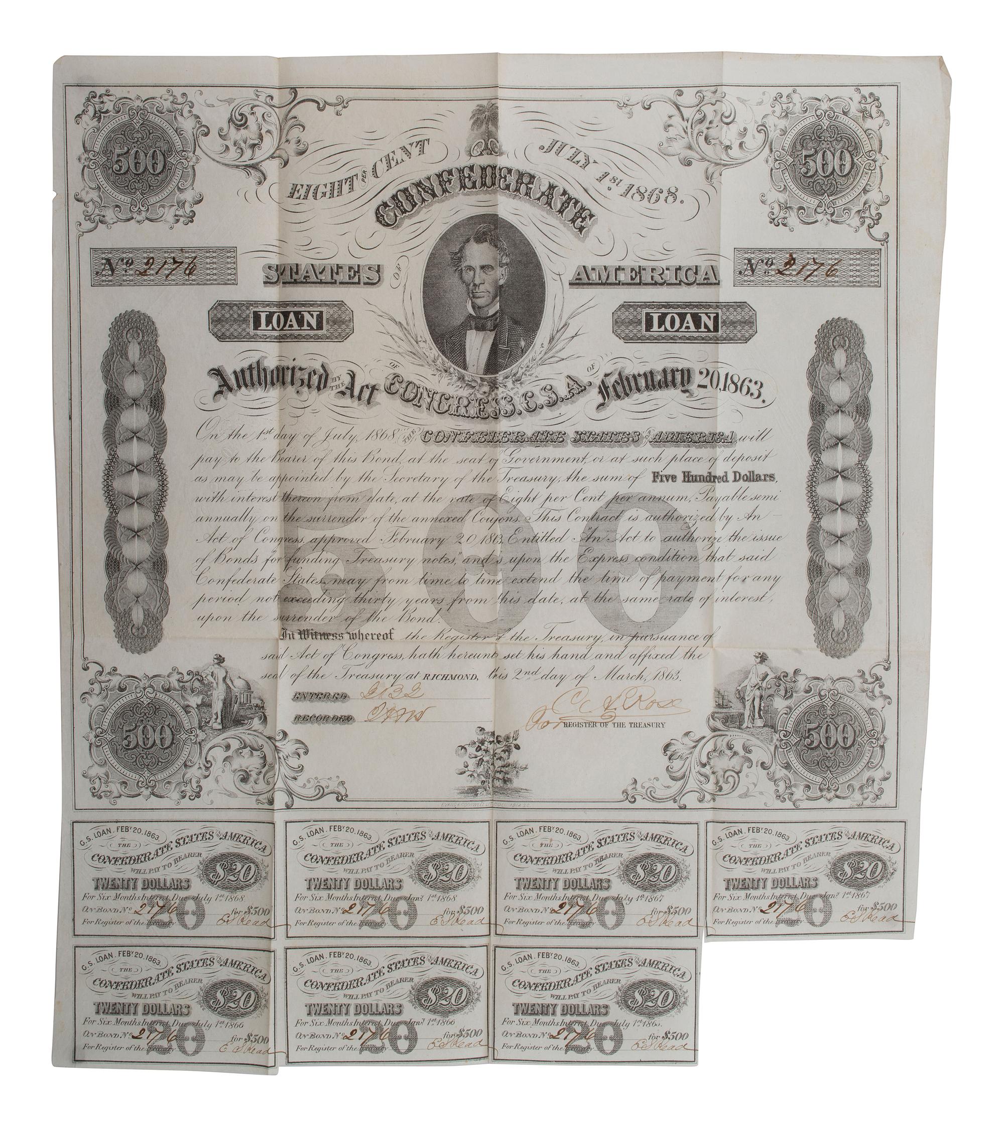 [CIVIL WAR]. Union soldier's letter written on captured Confederate stationery by Frederick C. Hale, Company F, 118th New York Infantry, with Confederate bonds. Richmond, 16 April 1865.