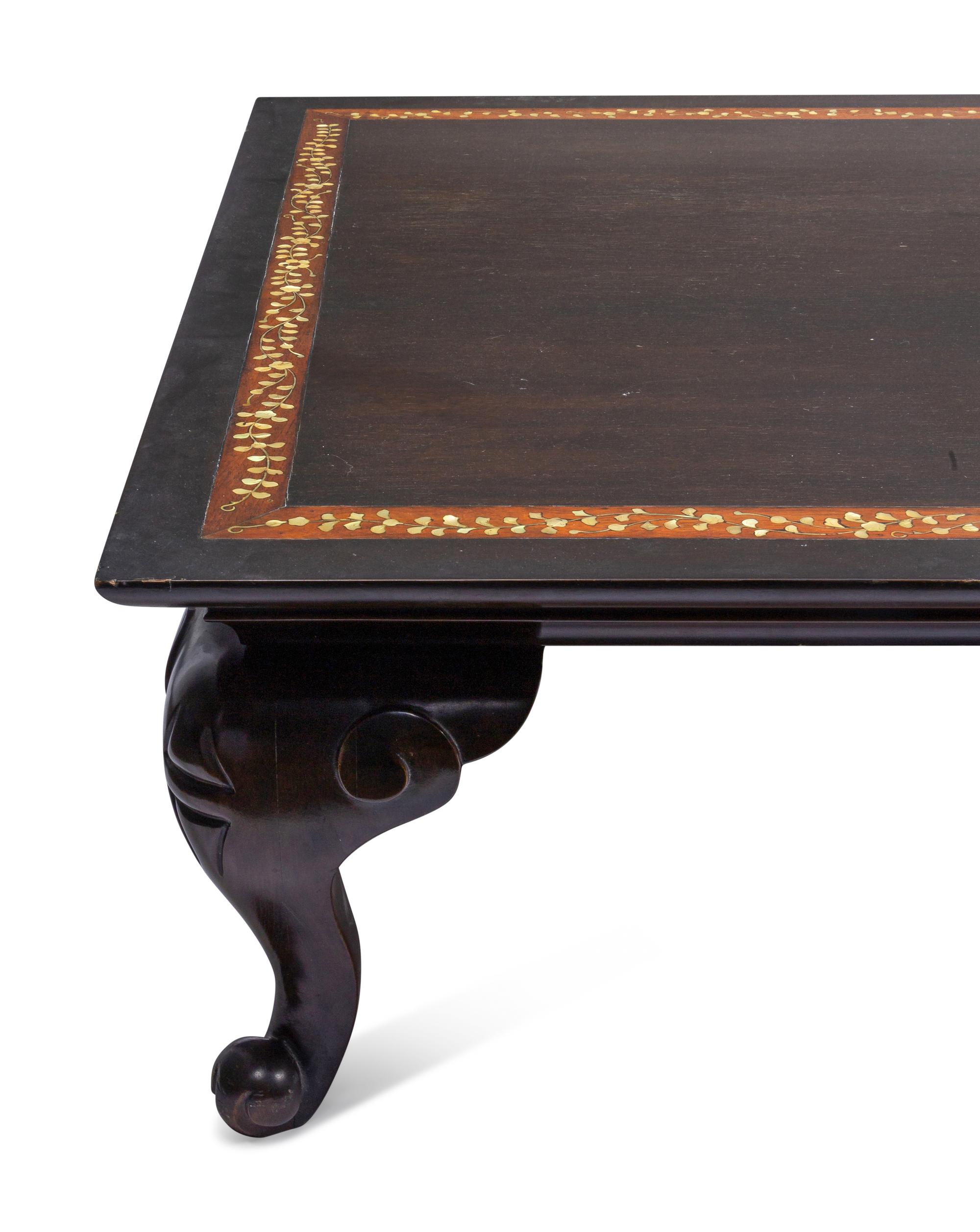 A Widdicomb Lacquered Mahogany and Mother of Pearl-Inlaid Coffee Table