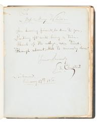 BOOTH, John Wilkes (1838-1865). Autograph manuscript, signed ("J. Wilkes Booth"), 18 February 1860. [Inscribed in a Forget-Me-Not Album].