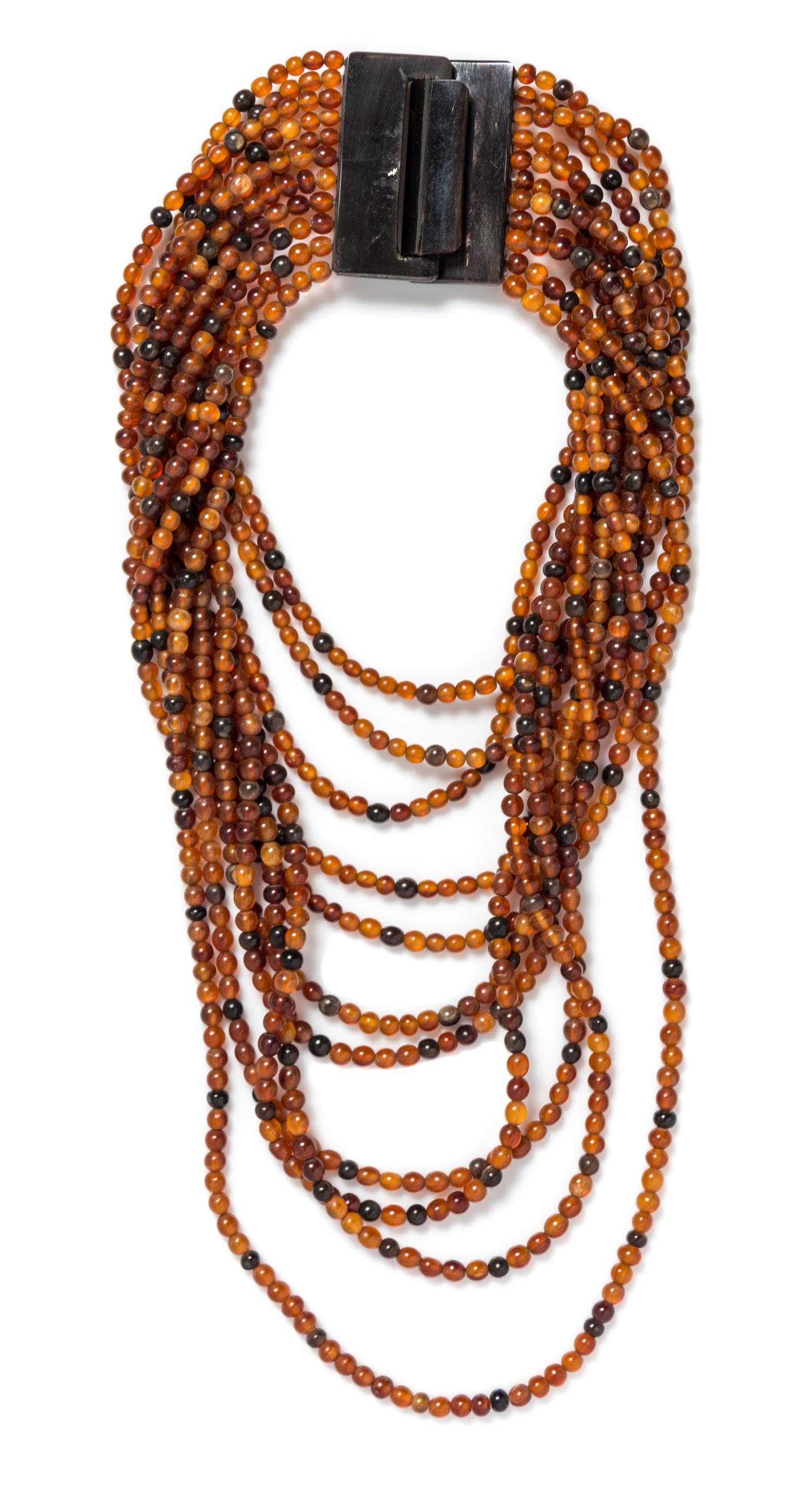 Group of Three Gerda Lynggaard for Monies Multistrand Amber Beaded Necklaces,