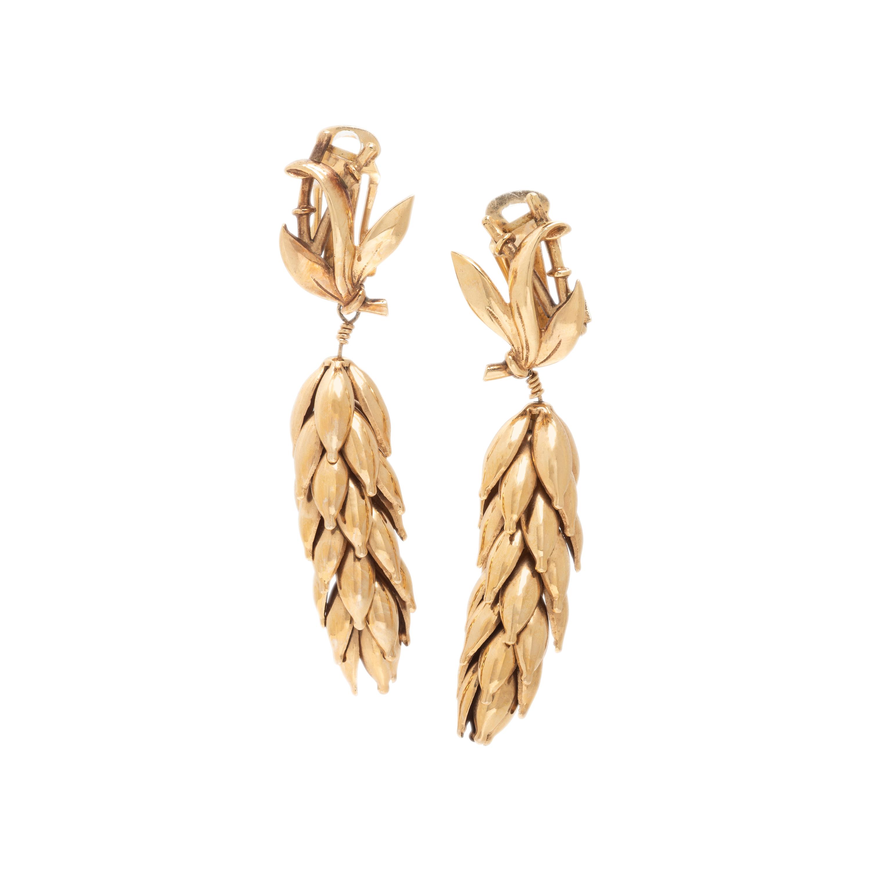 Yellow Gold Foliate Earrings
