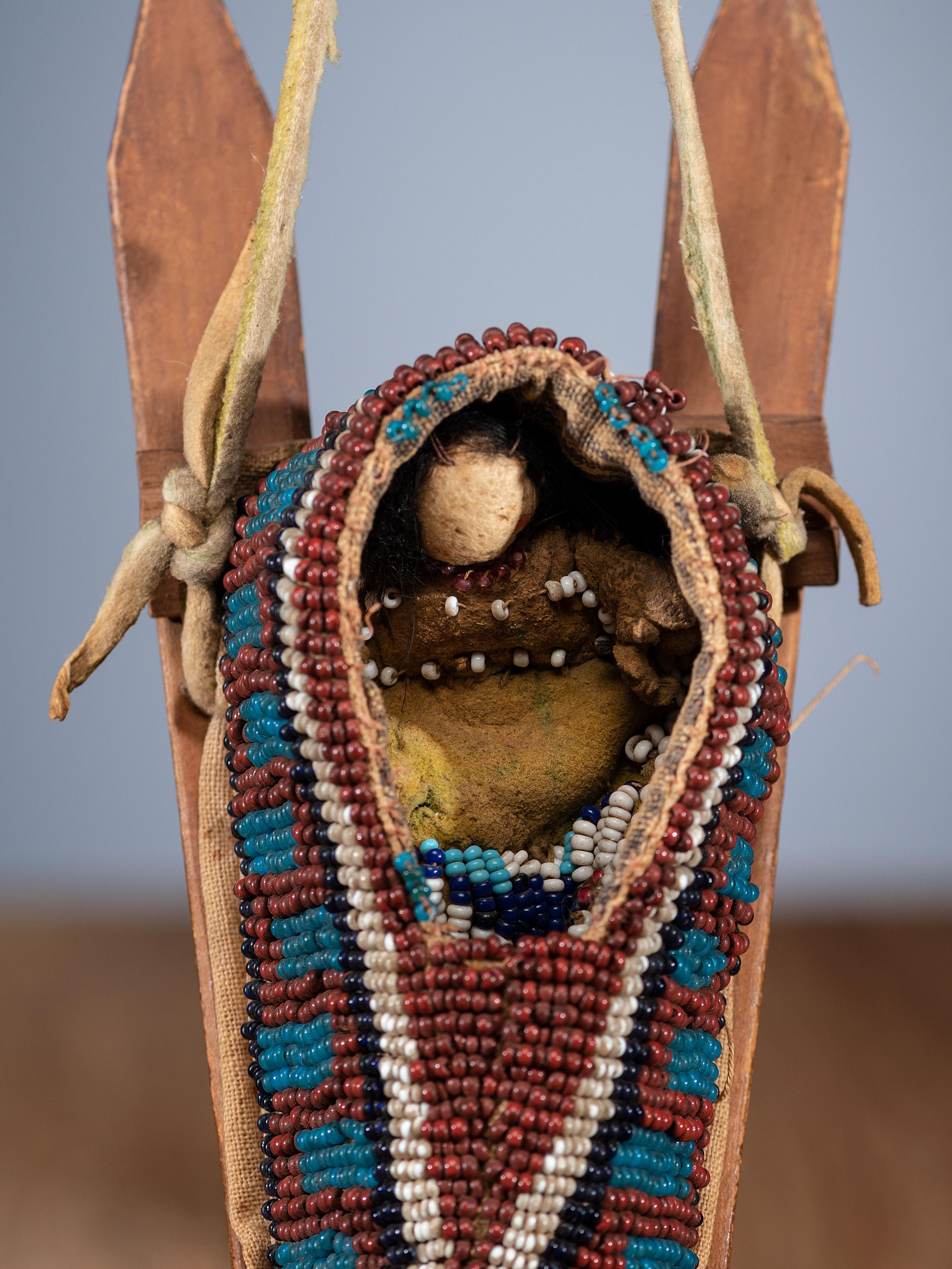 Kiowa Miniature Doll Cradle, with Doll