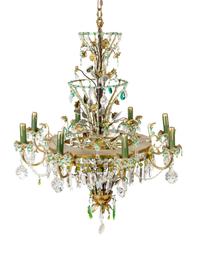 A Continental Brass and Cut Glass Eight-Light Chandelier