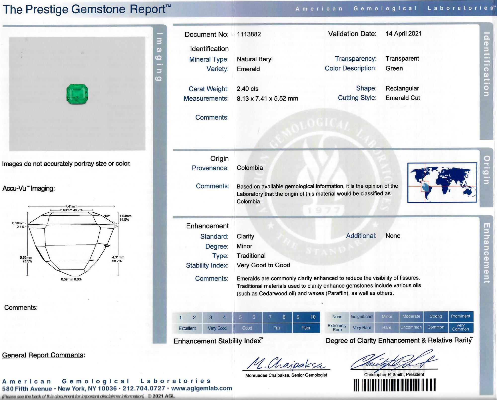 2.40 CARAT EMERALD CUT COLOMBIAN EMERALD