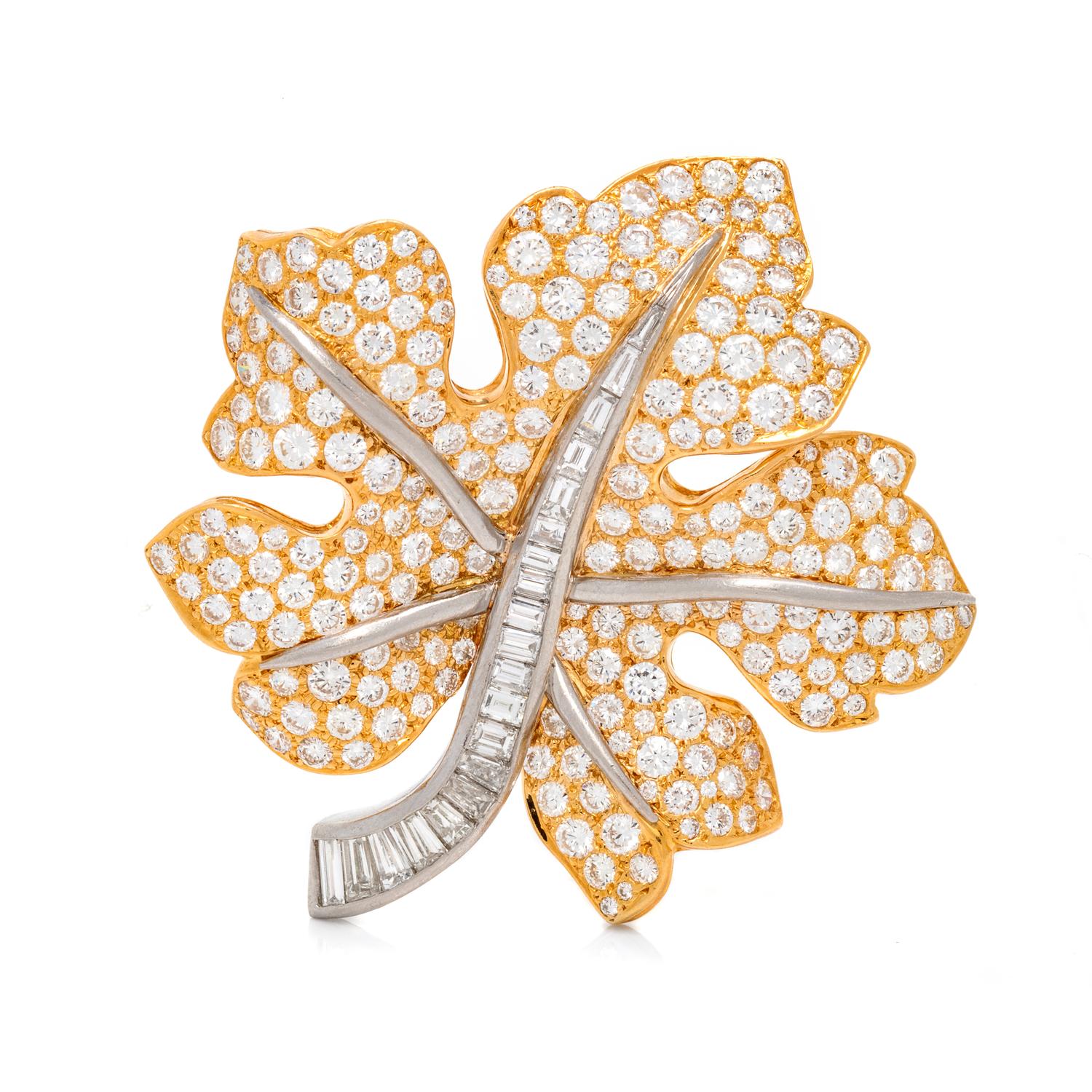 DIAMOND LEAF BROOCH