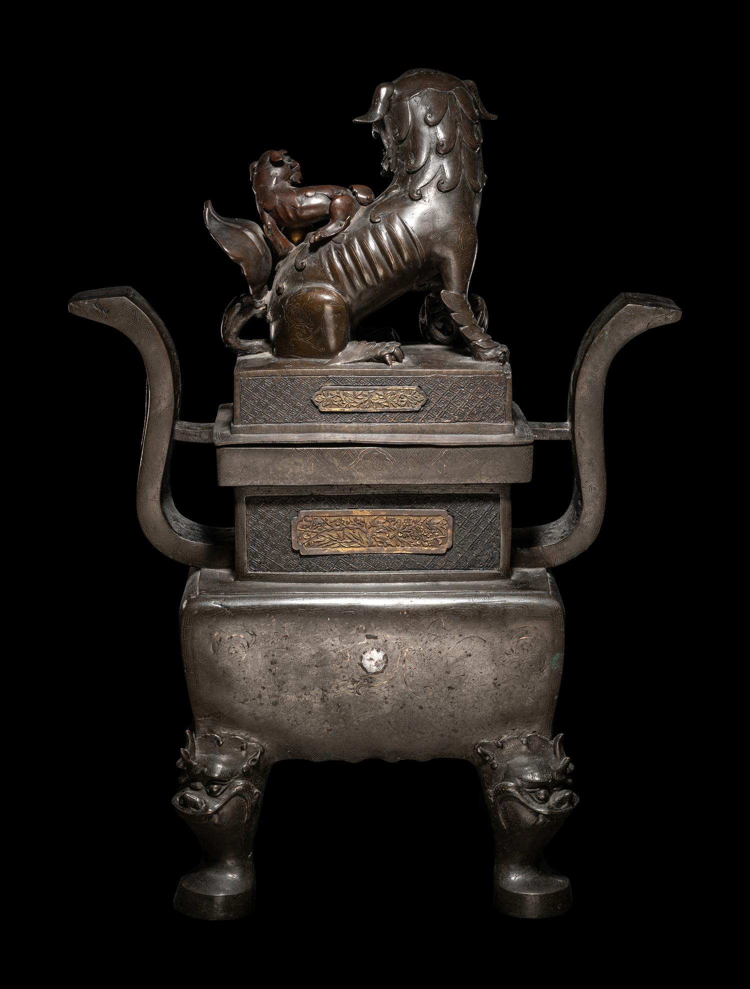 A Chinese Bronze 'Lion' Incense Burner