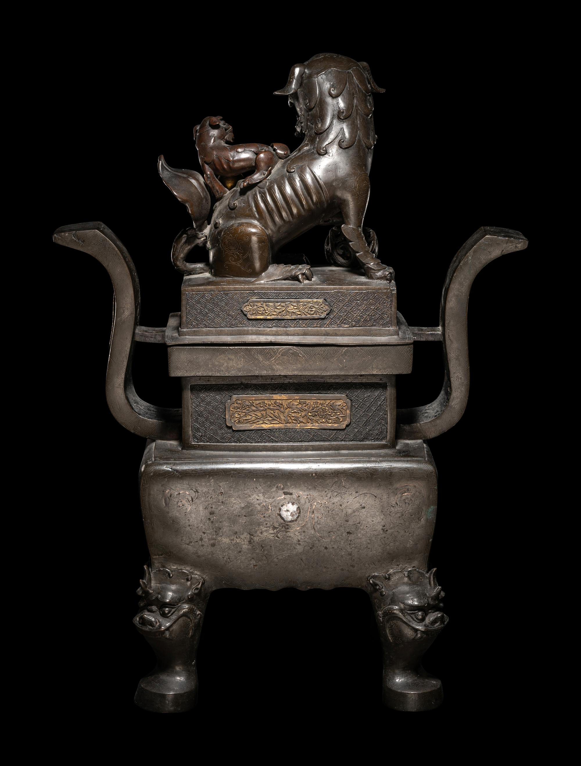 A Chinese Bronze 'Lion' Incense Burner