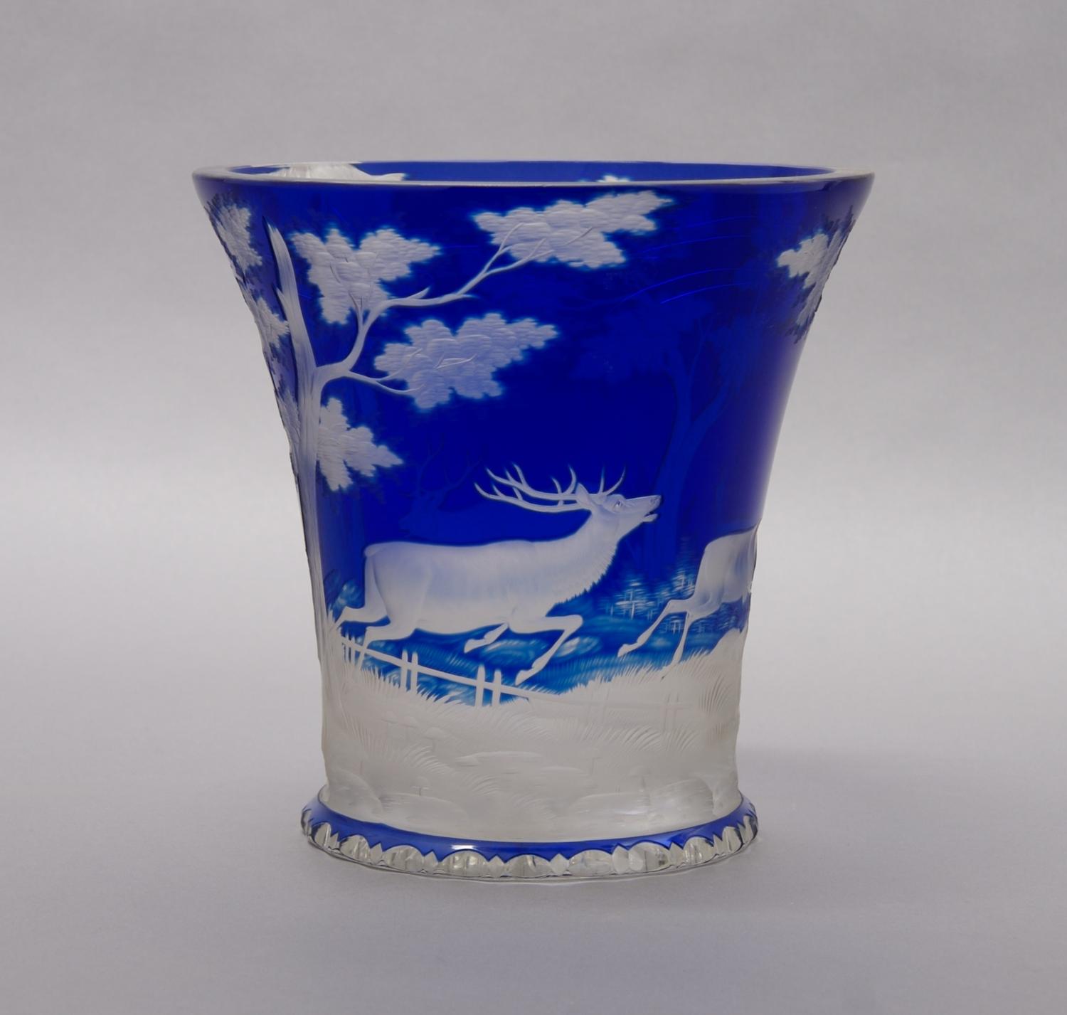 A Bohemian Cut-to-Clear Glass Vase, Height 7 1/4 inches.