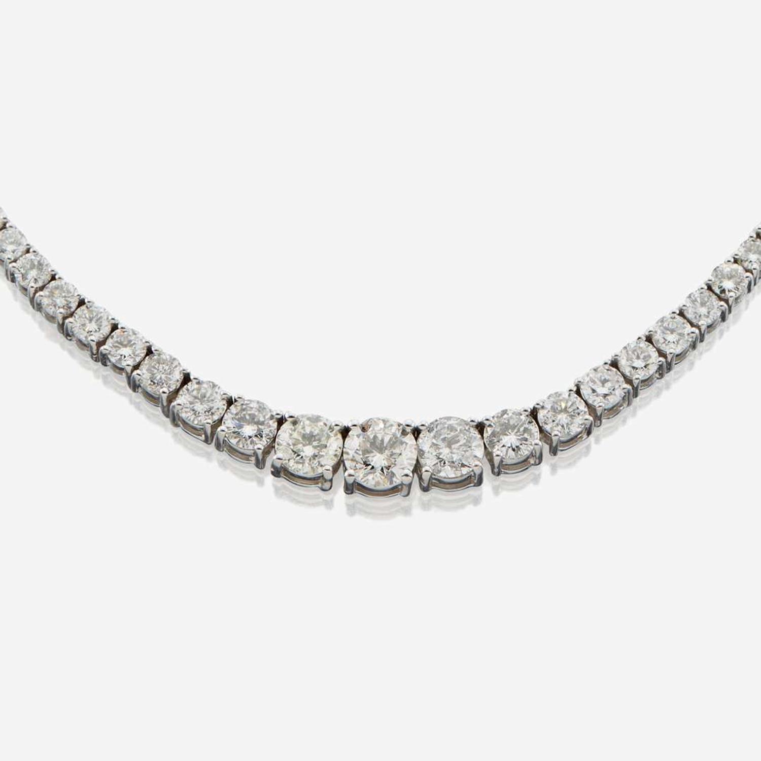 A diamond and white gold rivière necklace