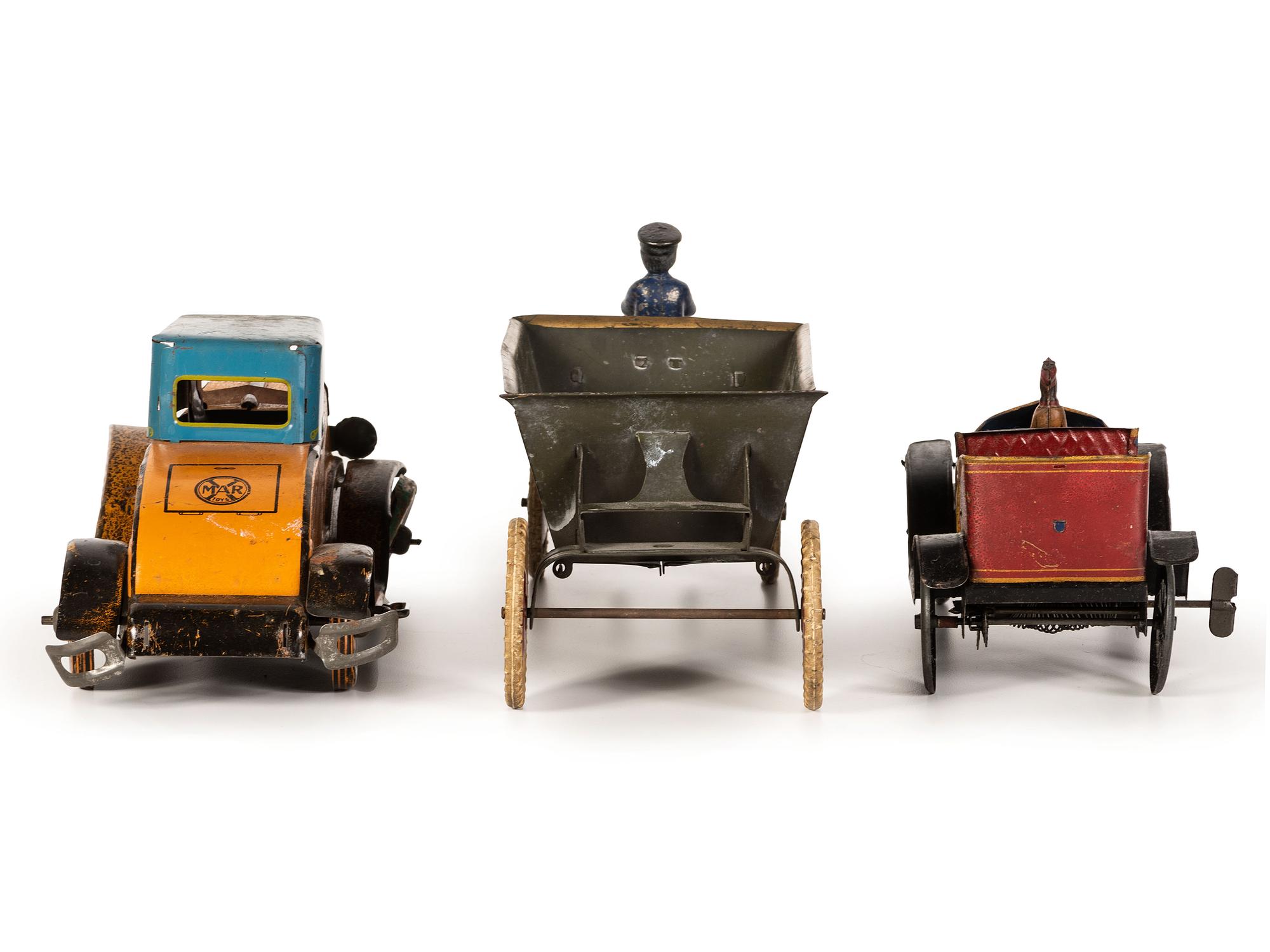 Three Painted Tin Vehicles