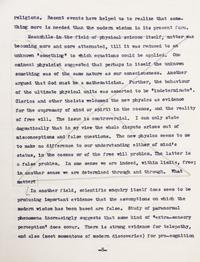 STAPLEDON, OLAF. Conflict of Wisdoms, 1949. Typescript of the essay. With ALS to John Gawsworth