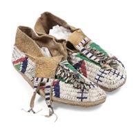 Cheyenne Beaded Buffalo Hide Moccasins