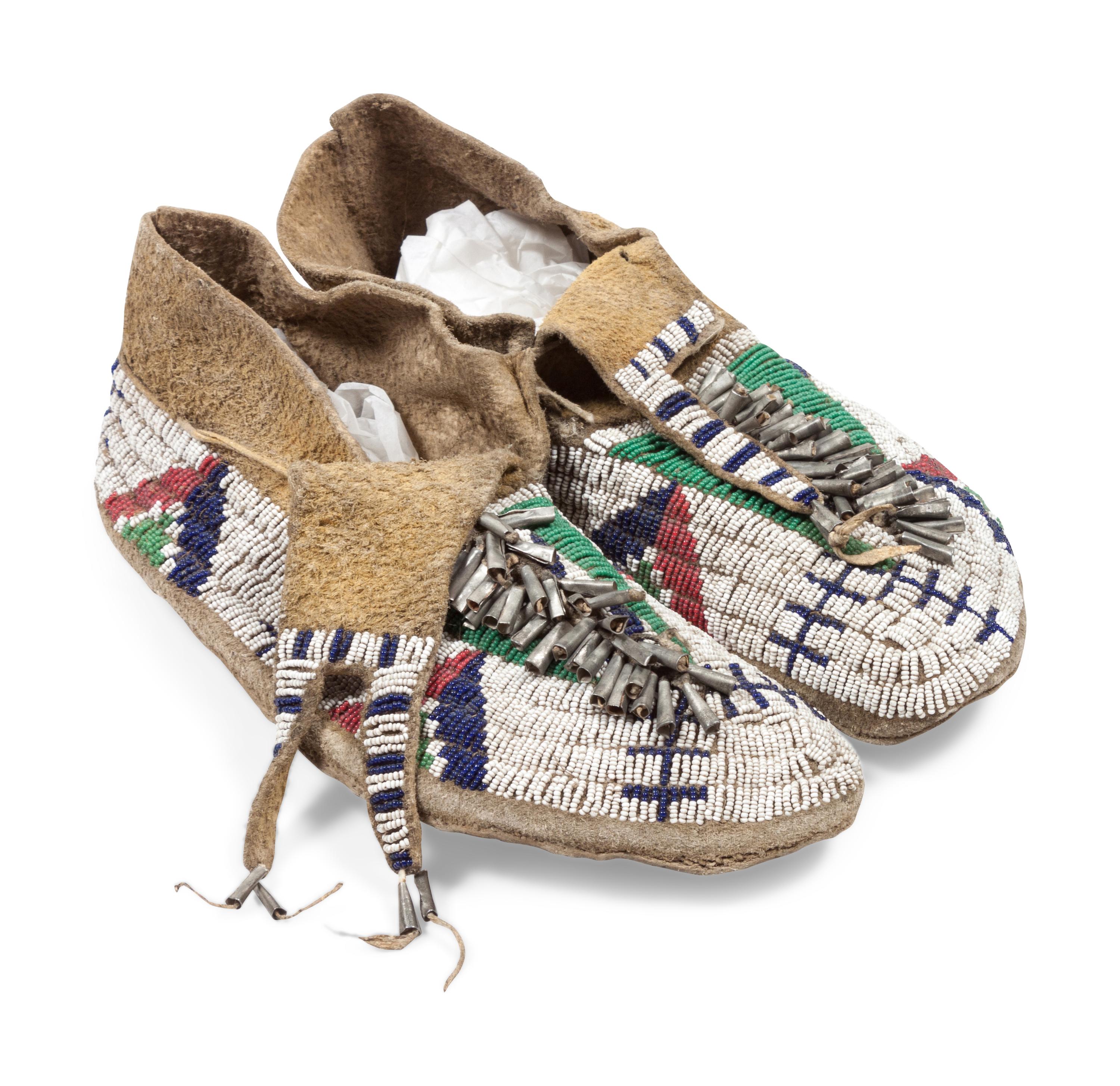 Cheyenne Beaded Buffalo Hide Moccasins