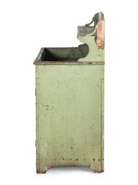 A Country Green and White Painted Tin-Lined Dry Sink