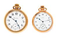 A Collection of Yellow Gold Filled Open Face Pocket Watches,