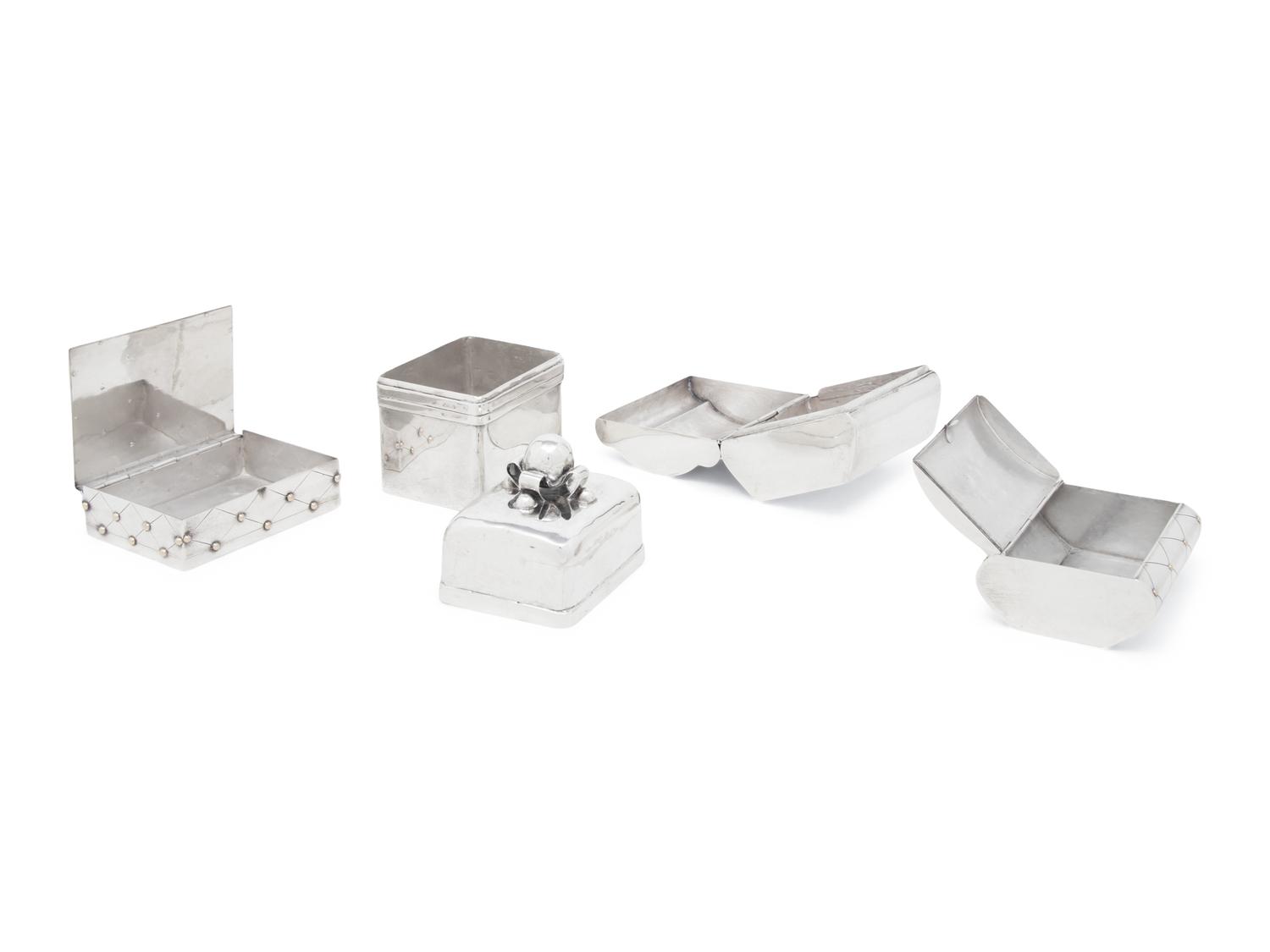 Four Mexican Silver Table Boxes