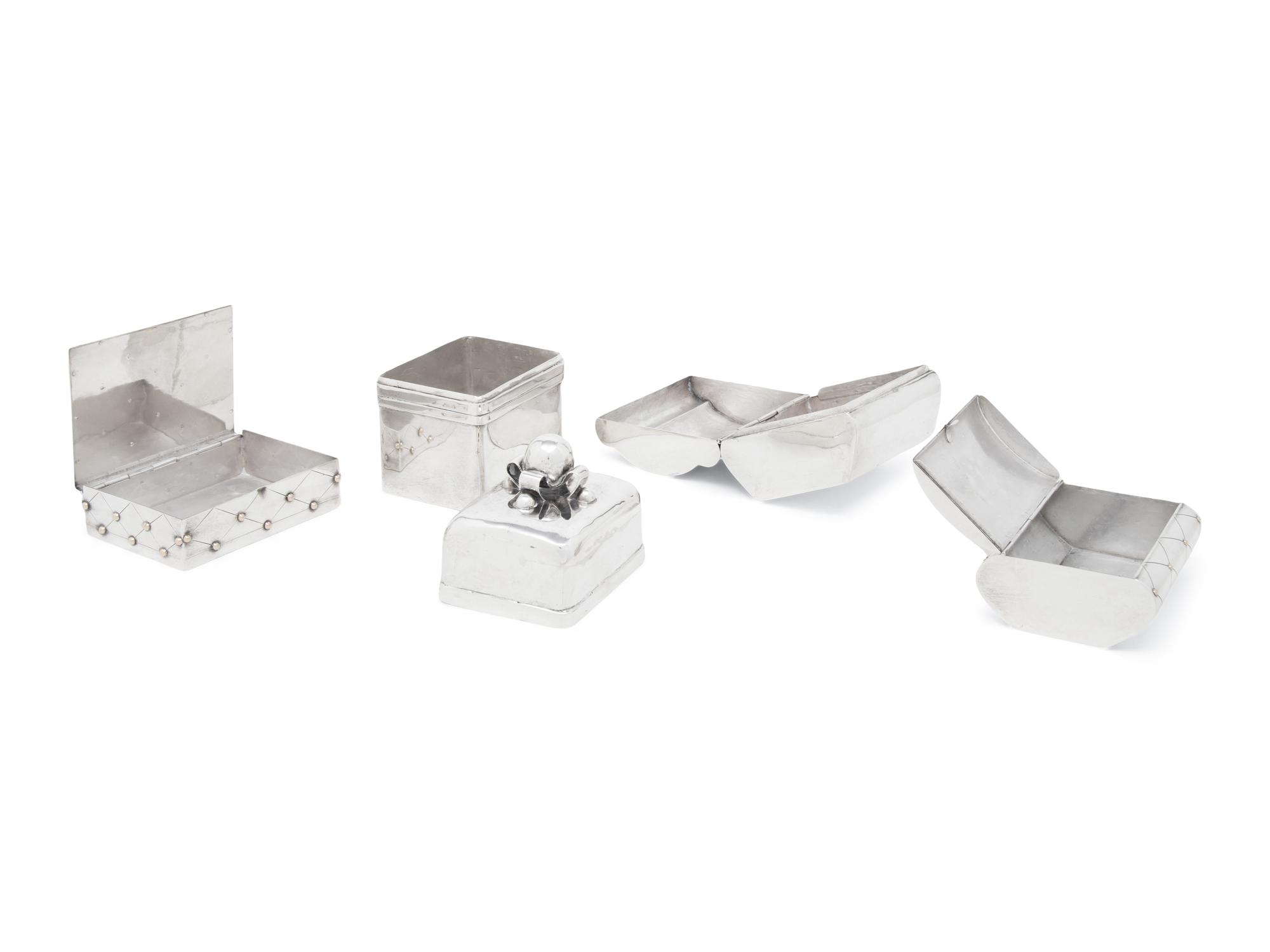 Four Mexican Silver Table Boxes