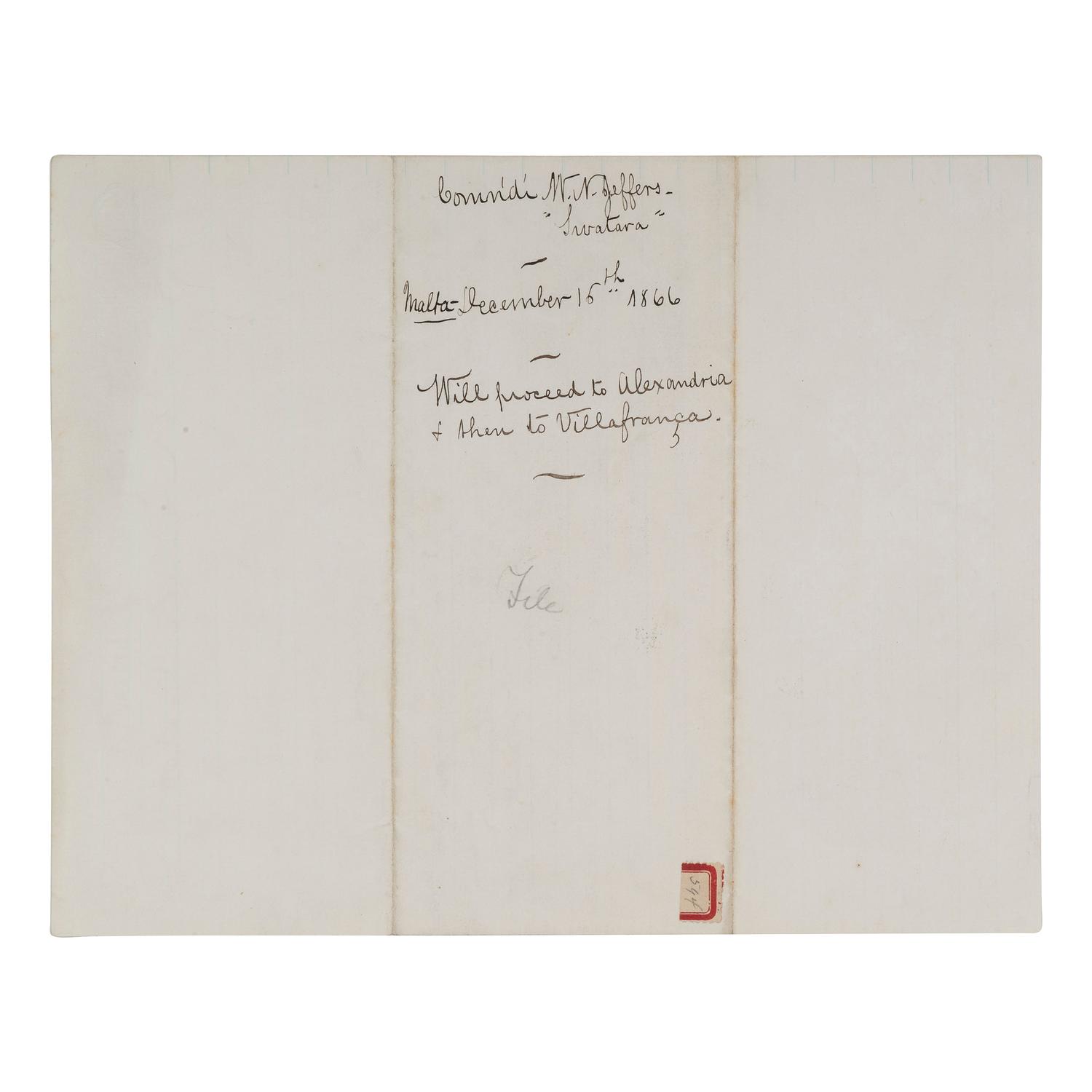 [CIVIL WAR] - [LINCOLN ASSASSINATION]. A group of 3 documents related to the Lincoln kidnapping and assassination plot, and the USS Swatara's pursuit of an alleged conspirator, comprising: