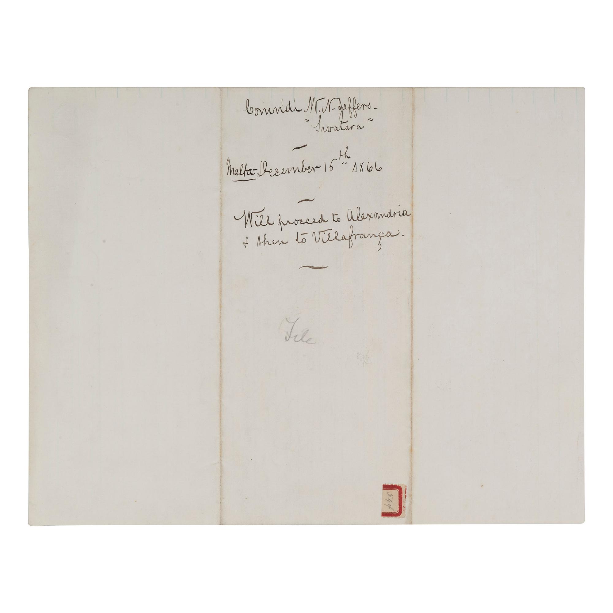 [CIVIL WAR] - [LINCOLN ASSASSINATION]. A group of 3 documents related to the Lincoln kidnapping and assassination plot, and the USS Swatara's pursuit of an alleged conspirator, comprising: