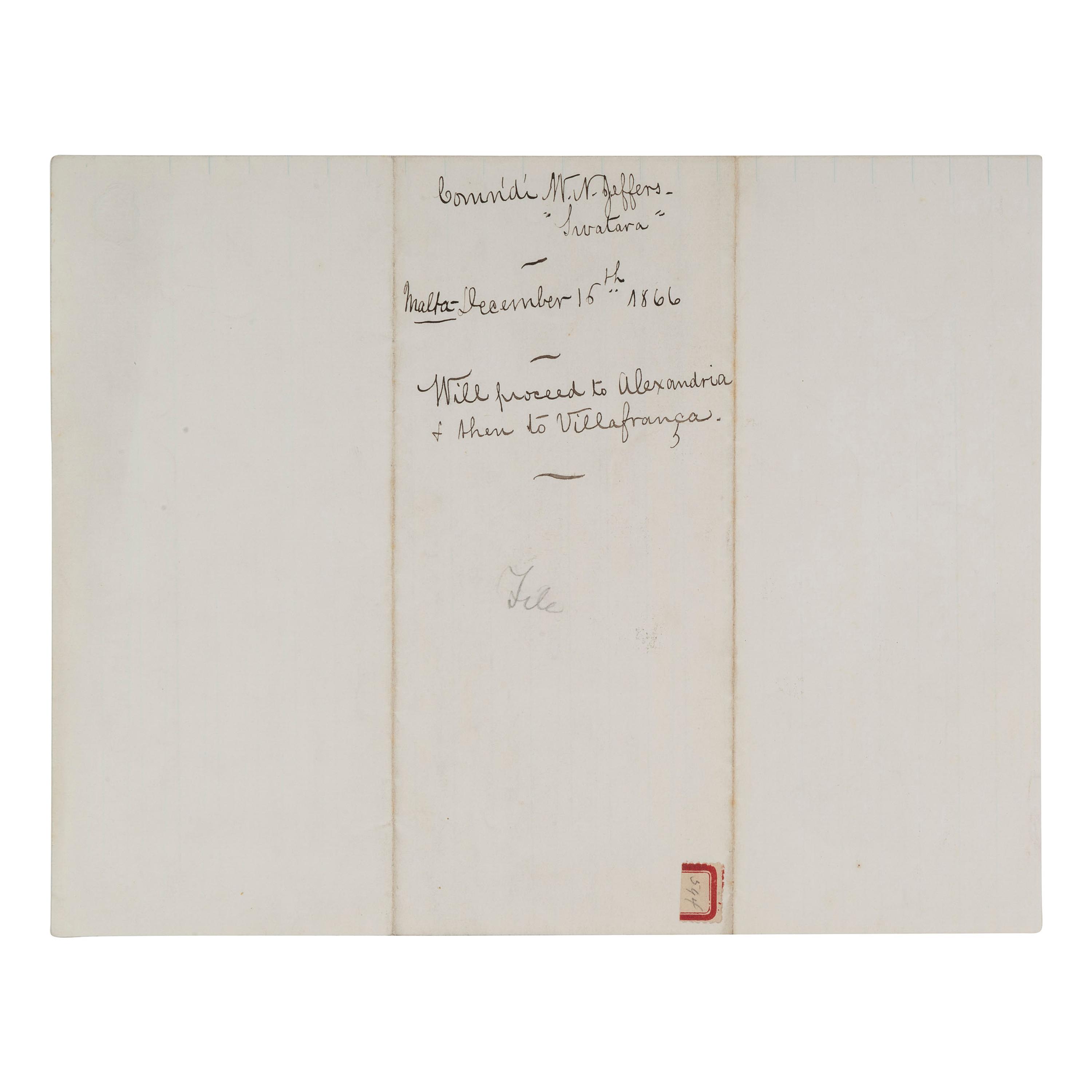 [CIVIL WAR] - [LINCOLN ASSASSINATION]. A group of 3 documents related to the Lincoln kidnapping and assassination plot, and the USS Swatara's pursuit of an alleged conspirator, comprising: