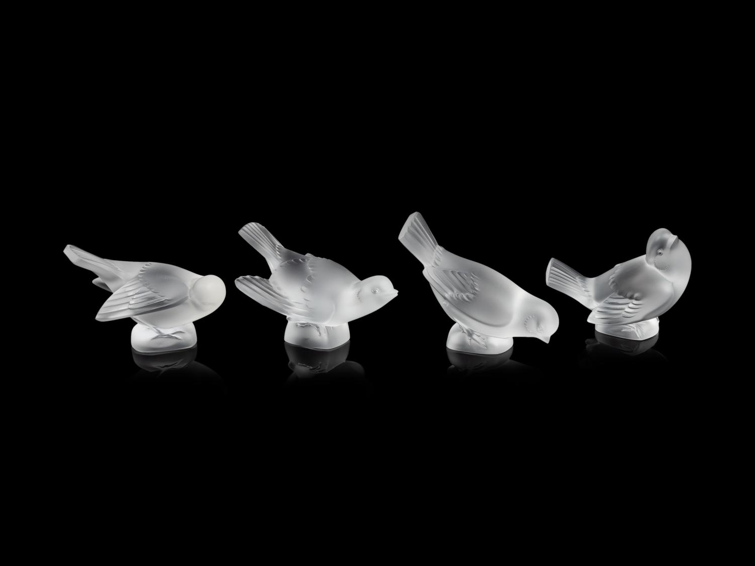Four Lalique Bird Ornaments