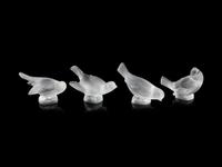 Four Lalique Bird Ornaments