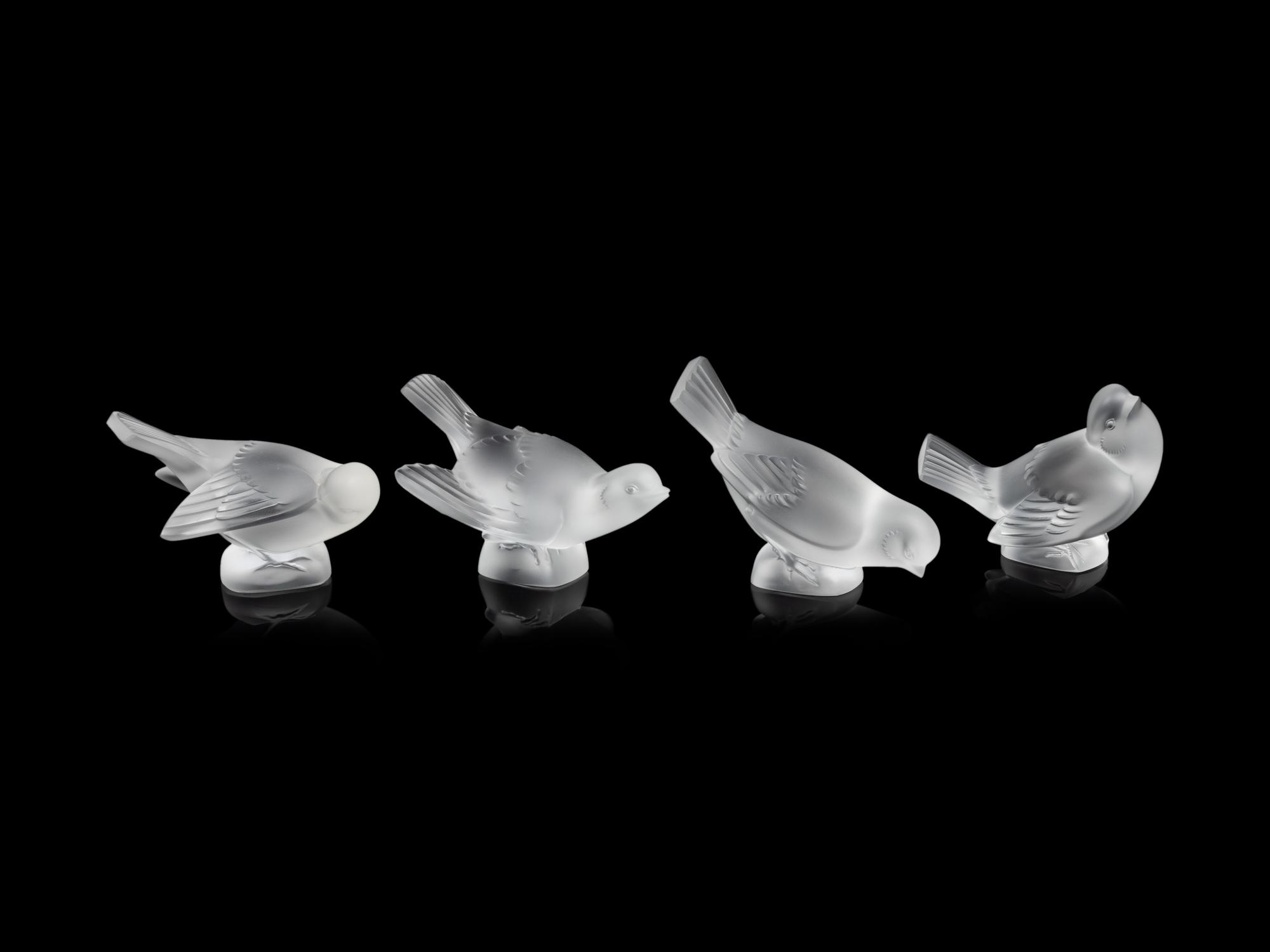 Four Lalique Bird Ornaments