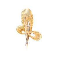 RETRO, BICOLOR GOLD, DIAMOND AND RUBY BROOCH