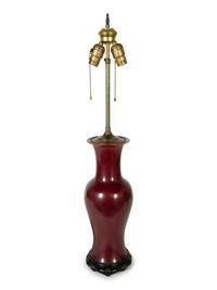 An Iron Red Glazed Porcelain Vase Mounted as a Lamp