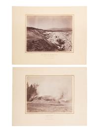 [WESTERN AMERICANA]. JACKSON, W.H., photographer. A pair of Hayden Survey Yellowstone photographs from the Hot Spring Series, comprising: