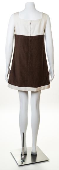 A Jean Patou White Linen and Brown Terry Cloth Mod Mini Jumper, Size 44.