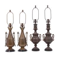 Two Pairs of French Bronze Lamps