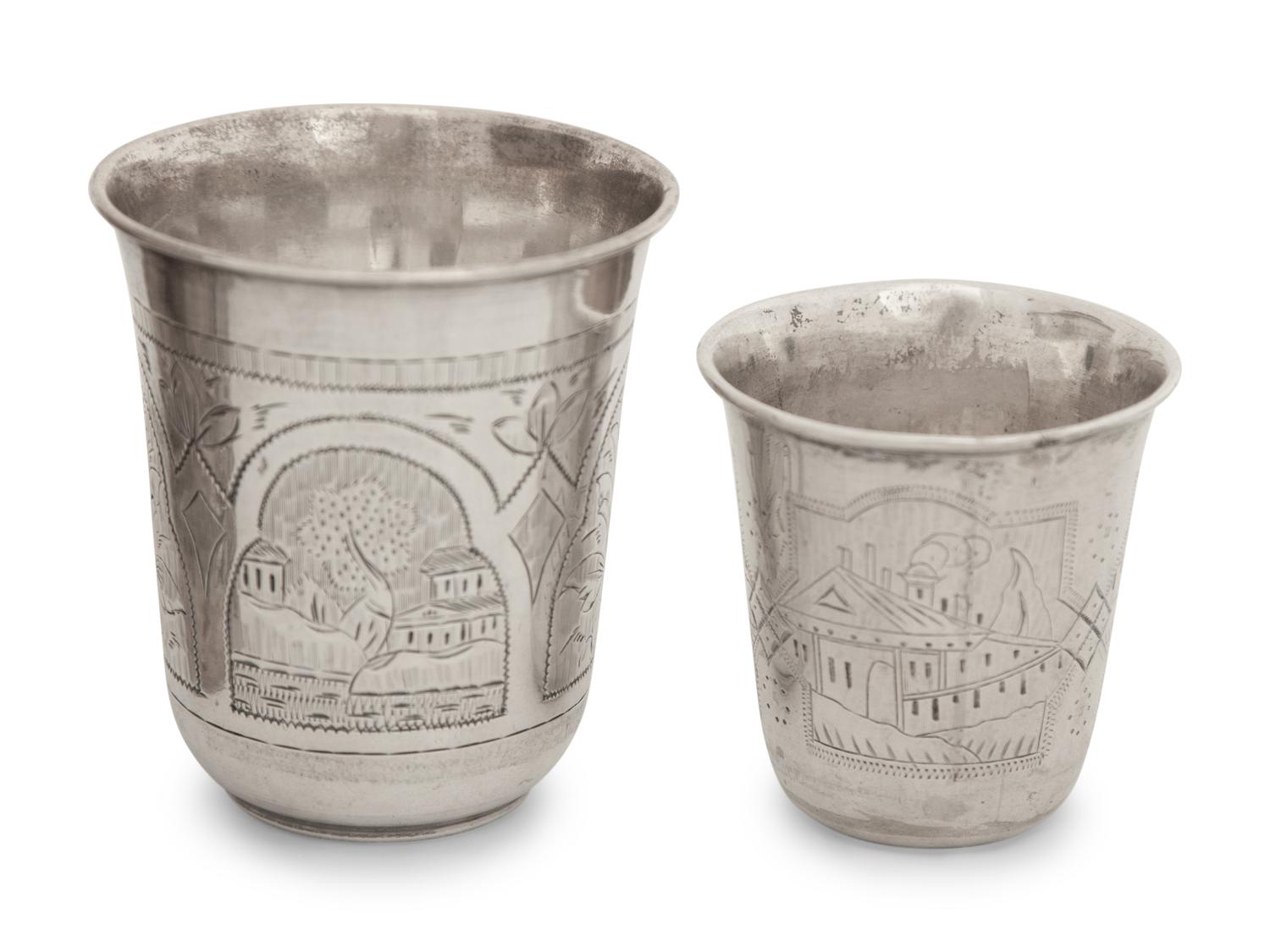 Five Russian Silver Vodka Cups