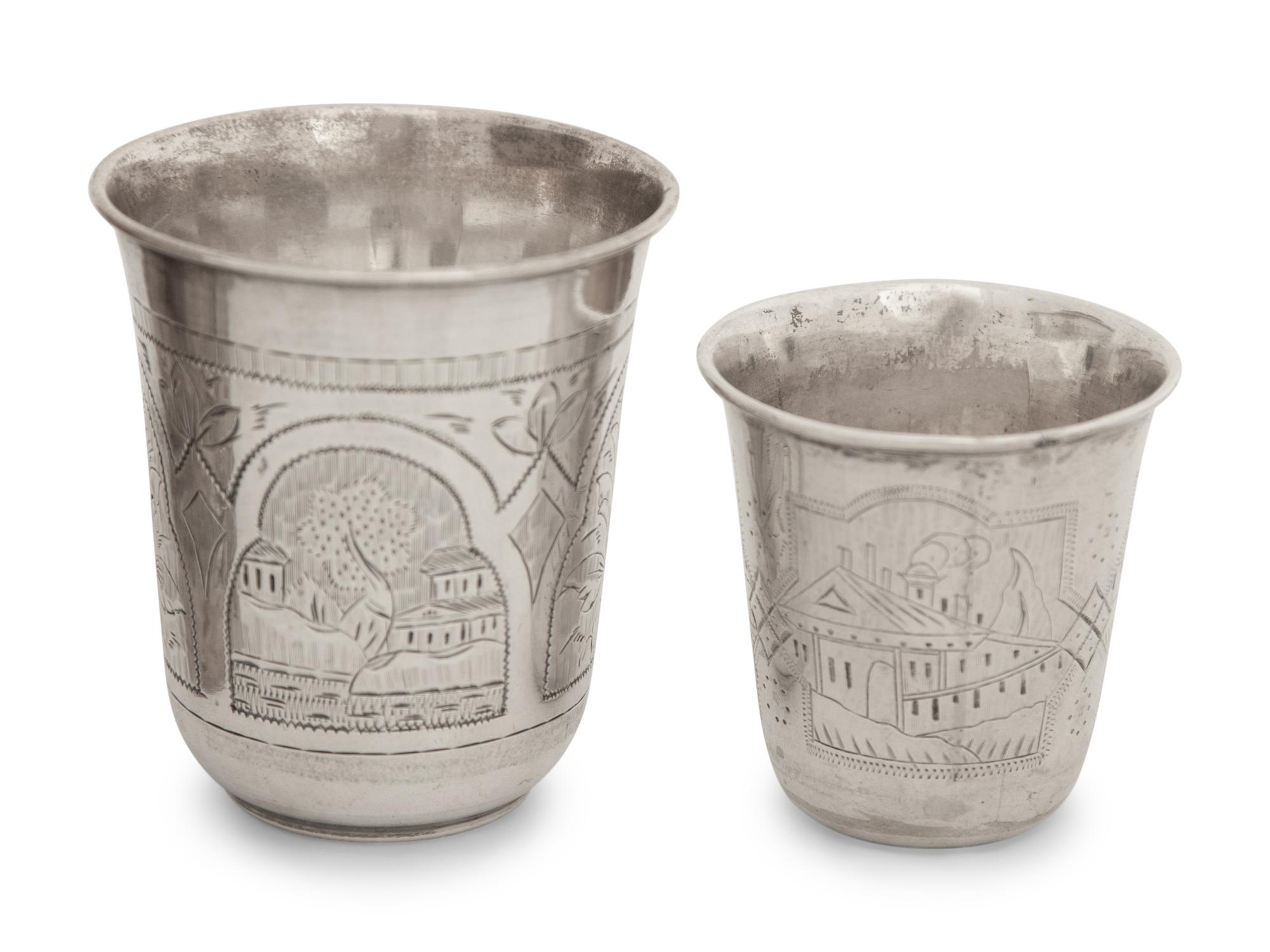 Five Russian Silver Vodka Cups
