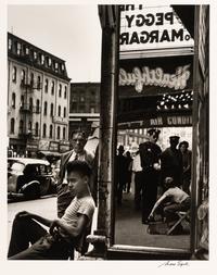 Morris Engel (1918-2005) Shoeshine Boy with Cop, 14th Street, New York City, 1947