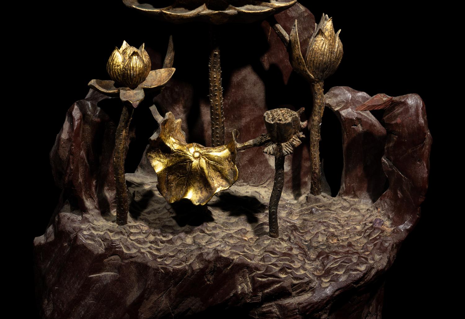 A Chinese Red and Gilt Lacquered Wood Figure of Guanyin