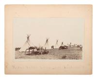 [NATIVE AMERICANS]. Photograph of a Kiowa Indian Camp near Anadarko, Oklahoma Territory.