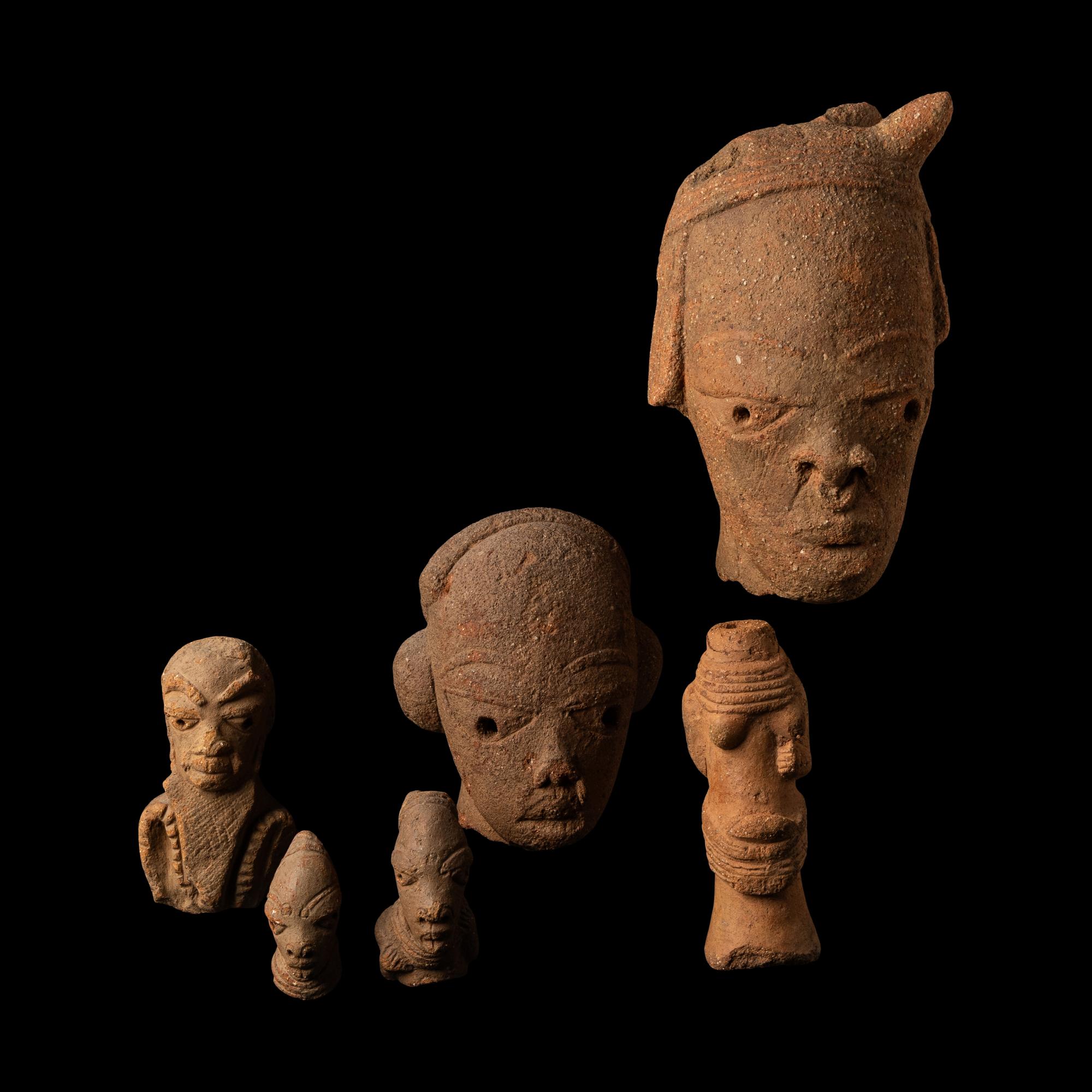 Six Nok Terracotta Heads and Figures